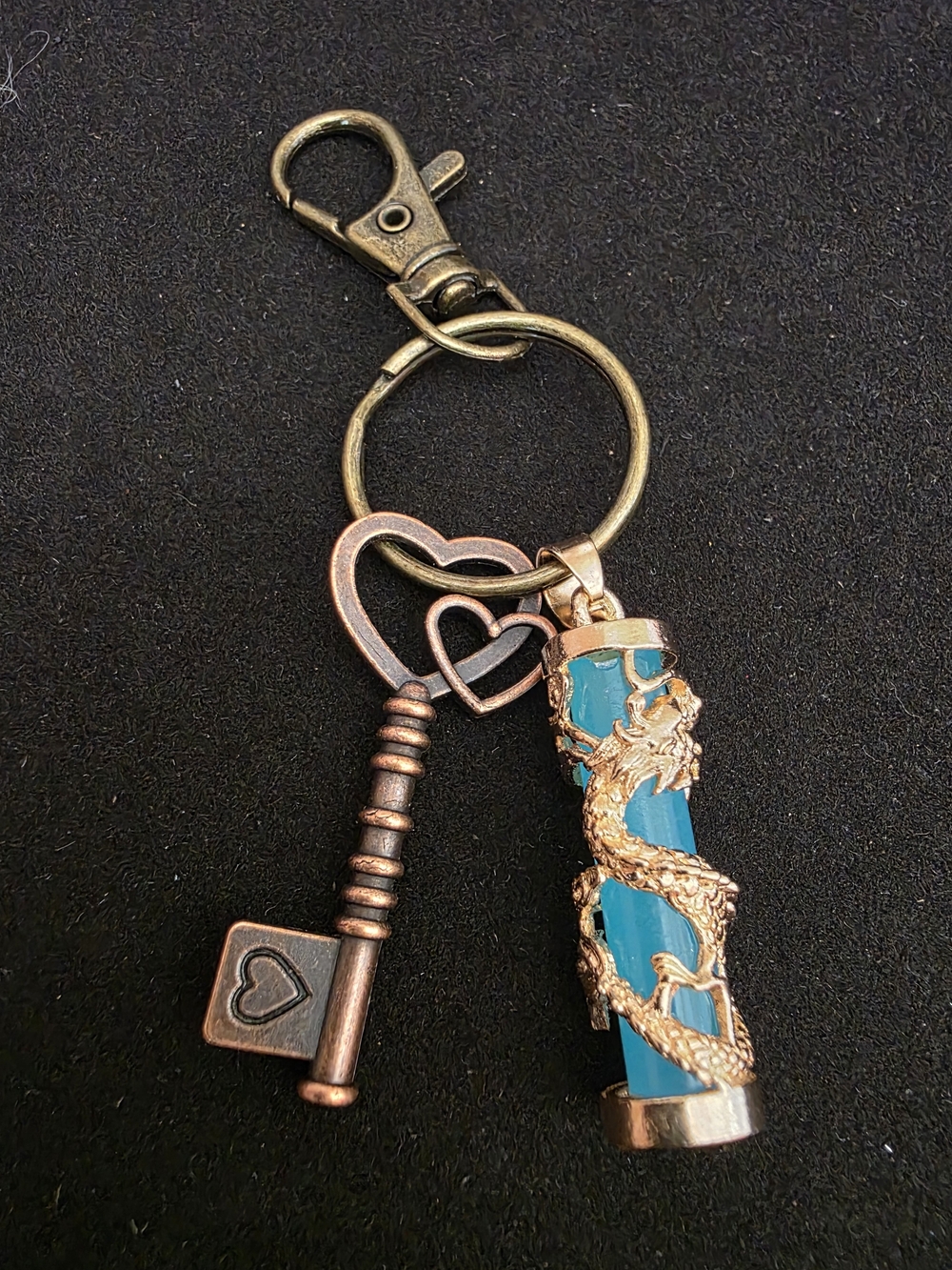 Glow-in-the-dark Turquoise Dragon Pendant With Key Charm